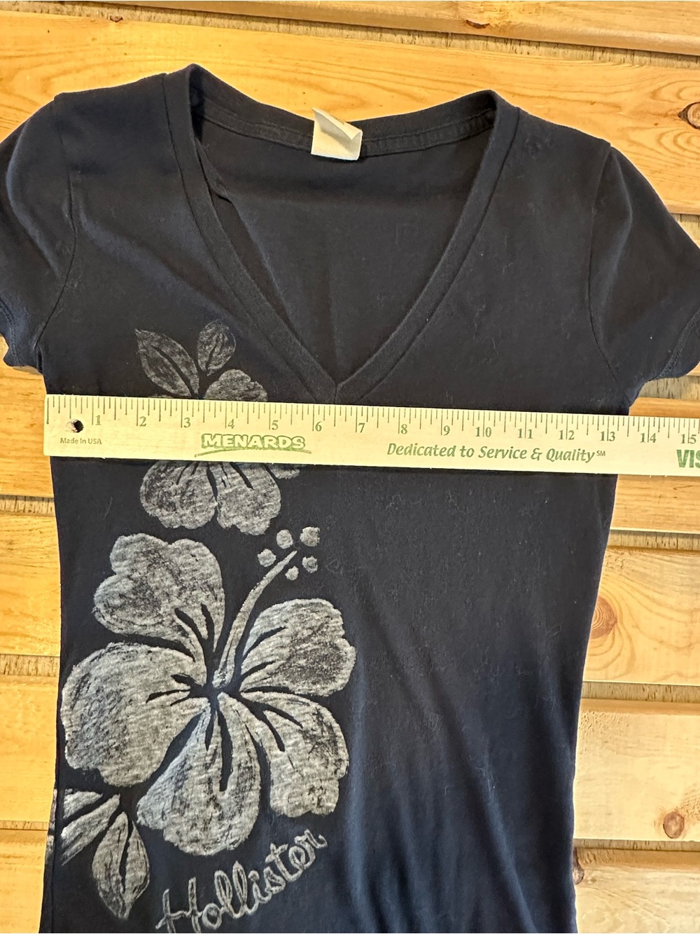 Vintage Y2k Hollister Graphic Tee With Hibiscus Flower navy blue size small - Picture 3 of 6